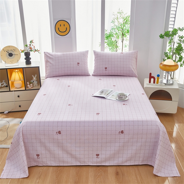 雲归梦 2025新款原棉老粗布床单席子凉席印花三件套 只此春晓-粉