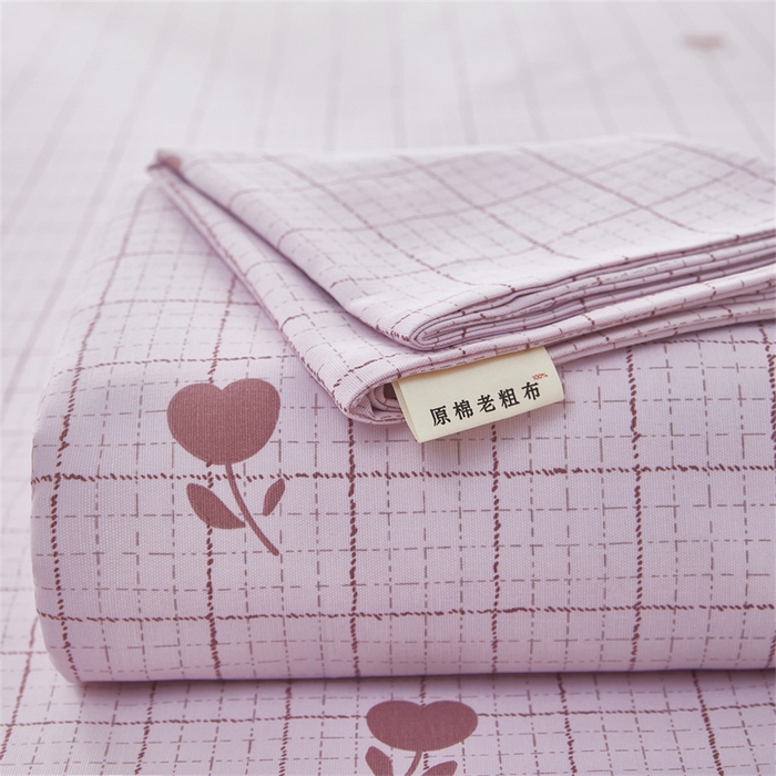 91家纺网 家纺一手货源 找家纺 雲归梦 2025新款原棉老粗布床单席子凉席印花三件套 只此春晓-粉