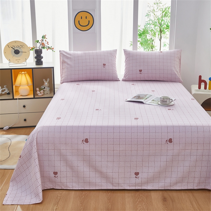 91家纺网 家纺一手货源 找家纺 雲归梦 2025新款原棉老粗布床单席子凉席印花三件套 只此春晓-粉