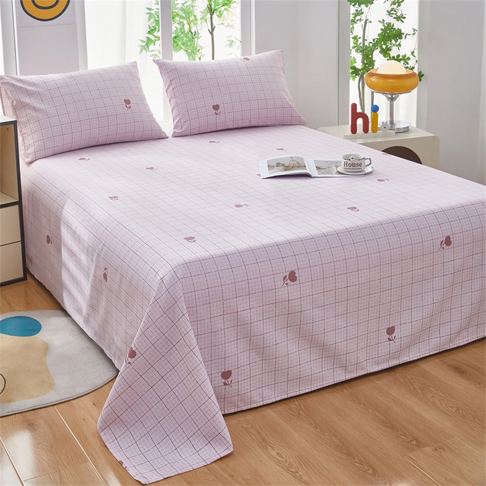 91家纺网 家纺一手货源 找家纺 雲归梦 2025新款原棉老粗布床单席子凉席印花三件套 只此春晓-粉