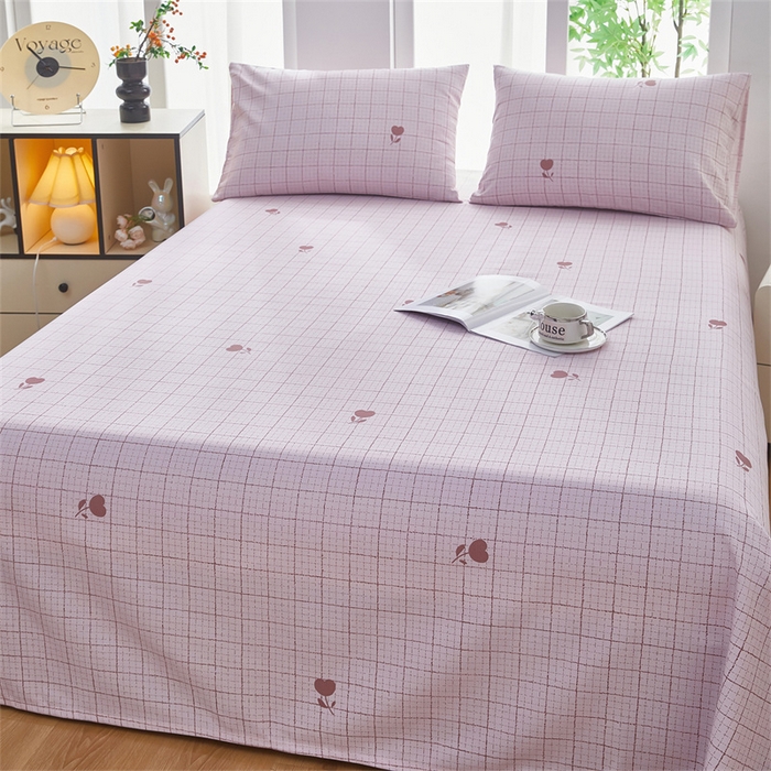 91家纺网 家纺一手货源 找家纺 雲归梦 2025新款原棉老粗布床单席子凉席印花三件套 只此春晓-粉