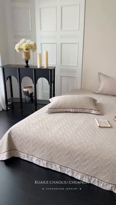 91家纺网 家纺一手货源 找家纺 琳可家居 2025春夏新款天丝棉系列床盖可搭配同款夏被（提供买家秀） 香槟咖