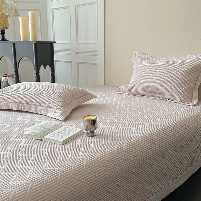 91家纺网 家纺一手货源 找家纺 琳可家居 2025春夏新款天丝棉系列床盖可搭配同款夏被（提供买家秀） 湘妃粉