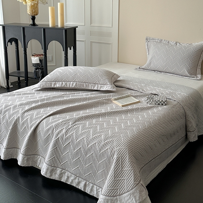 91家纺网 家纺一手货源 找家纺 琳可家居 2025春夏新款天丝棉系列床盖可搭配同款夏被（提供买家秀） 夜幕灰