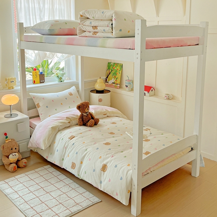 三兄弟 2025新款全棉印花学生三件套床单床笠四件套被套 米洛熊