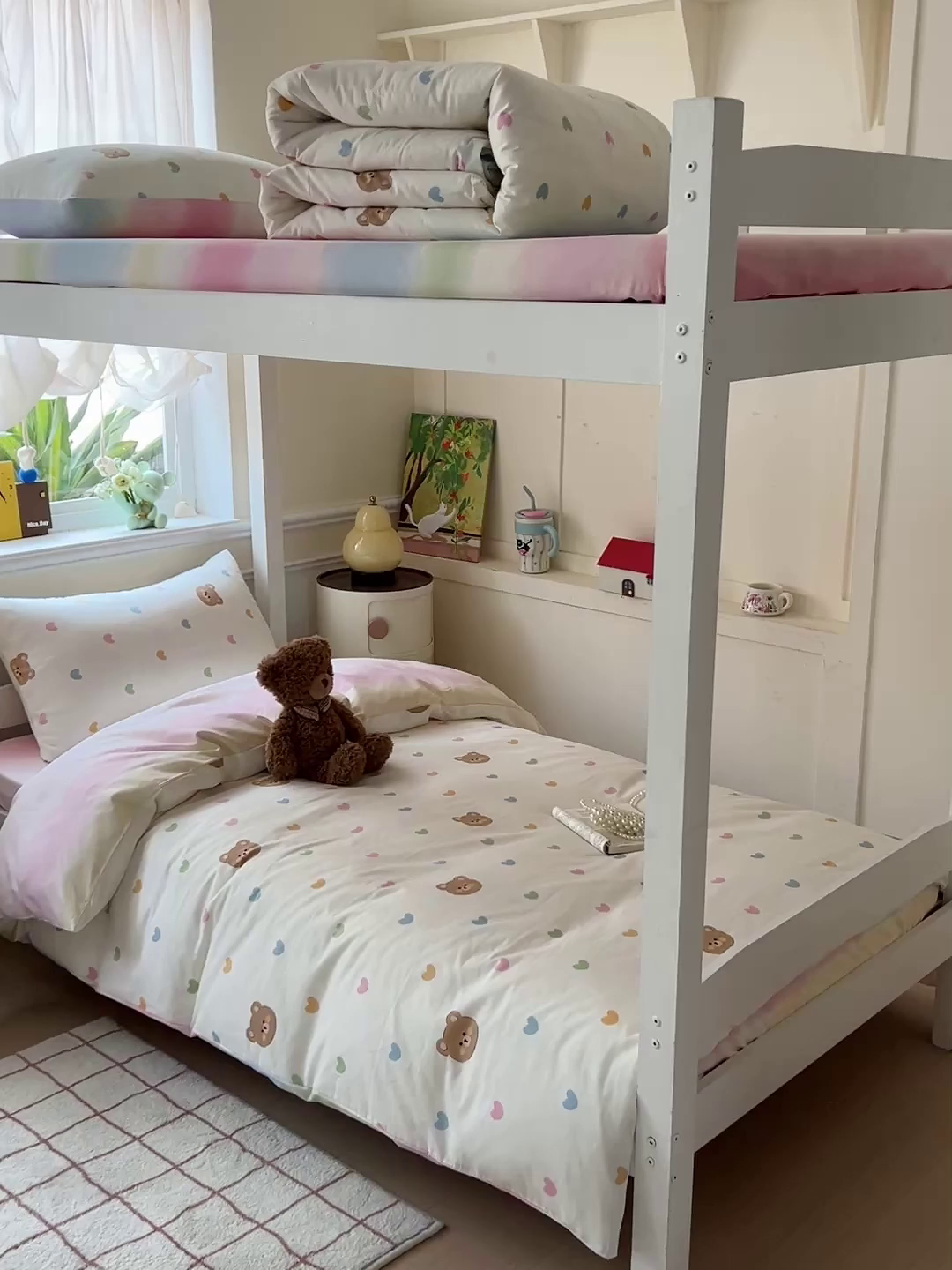 91家纺网 家纺一手货源 找家纺 三兄弟 2025新款全棉印花学生三件套床单床笠四件套被套 米洛熊