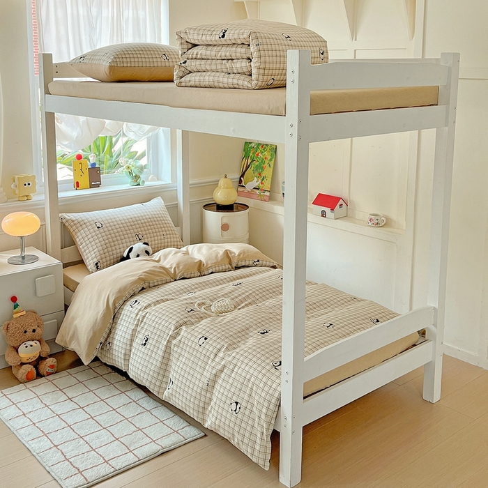 三兄弟 2025新款全棉印花学生三件套床单床笠四件套被套 日系小熊猫