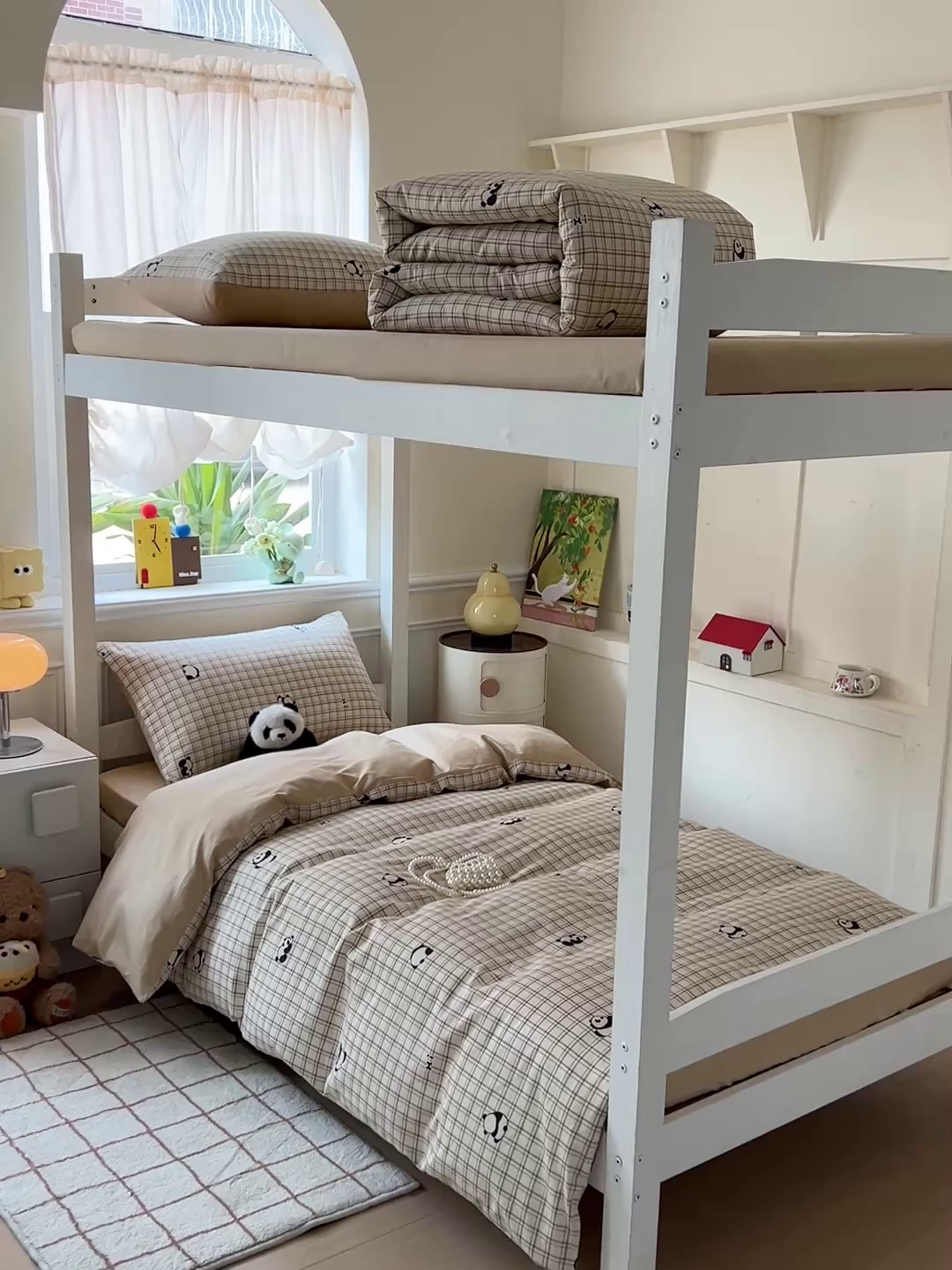 91家纺网 家纺一手货源 找家纺 三兄弟 2025新款全棉印花学生三件套床单床笠四件套被套 日系小熊猫