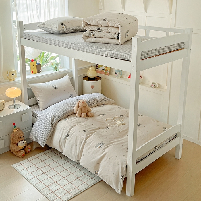 91家纺网 家纺一手货源 找家纺 三兄弟 2025新款全棉印花学生三件套床单床笠四件套被套 晚安小狗