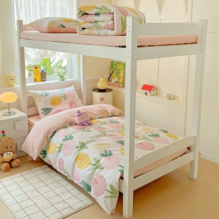 三兄弟 2025新款全棉印花学生三件套床单床笠四件套被套 欣然花开