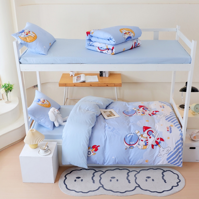 91家纺网 家纺一手货源 找家纺 （总）金鑫汇家纺 2025新款印花花型-学生上下铺三件套