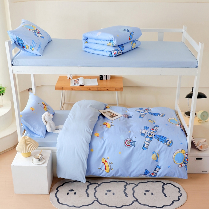 91家纺网 家纺一手货源 找家纺 （总）金鑫汇家纺 2025新款印花花型-学生上下铺三件套