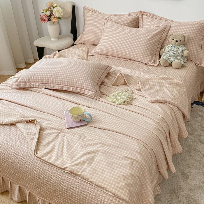 91家纺网 家纺一手货源 找家纺 富之航家纺 2025新款全棉印花床盖四件套 格梦语