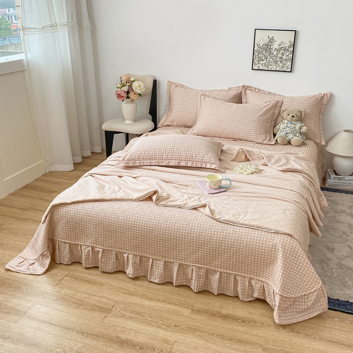 91家纺网 家纺一手货源 找家纺 富之航家纺 2025新款全棉印花床盖四件套 格梦语