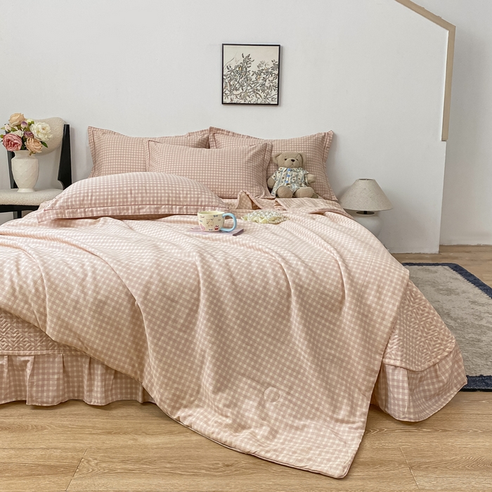 91家纺网 家纺一手货源 找家纺 富之航家纺 2025新款全棉印花床盖四件套 格梦语