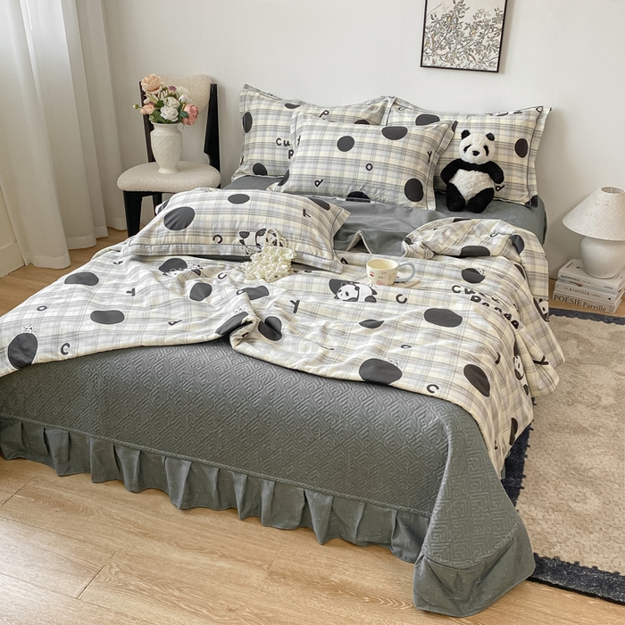 91家纺网 家纺一手货源 找家纺 富之航家纺 2025新款全棉印花床盖四件套 鈥嬬唺鎶辨牸