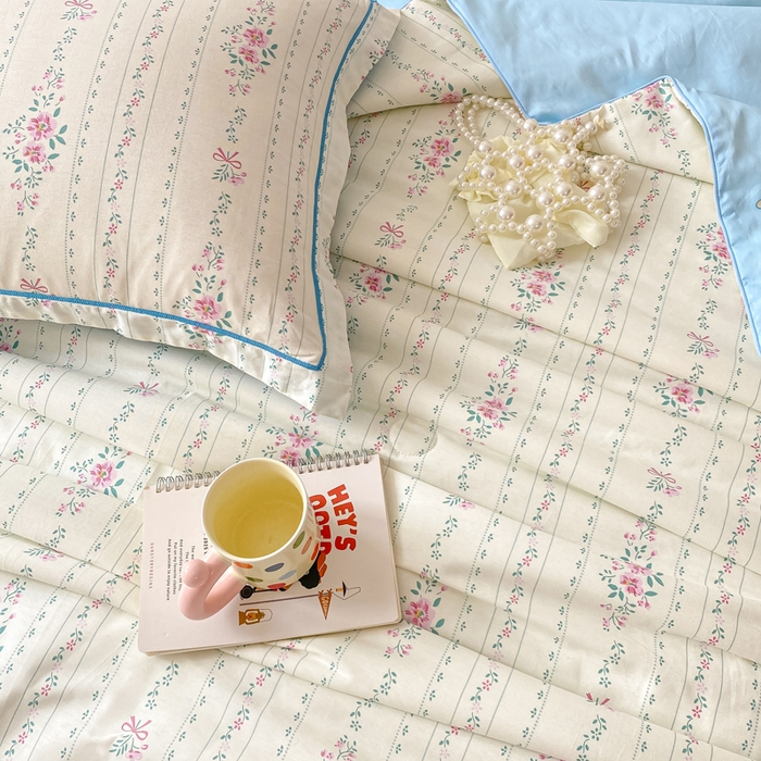 91家纺网 家纺一手货源 找家纺 富之航家纺 2025新款全棉印花床盖四件套 蓝屿絮