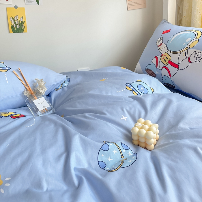 91家纺网 家纺一手货源 找家纺 金鑫汇家纺 2025新款印花花型-学生上下铺三件套 翱翔太空