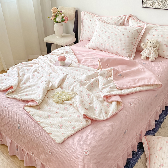 91家纺网 家纺一手货源 找家纺 富之航家纺 2025新款全棉印花床盖四件套 莓果汀