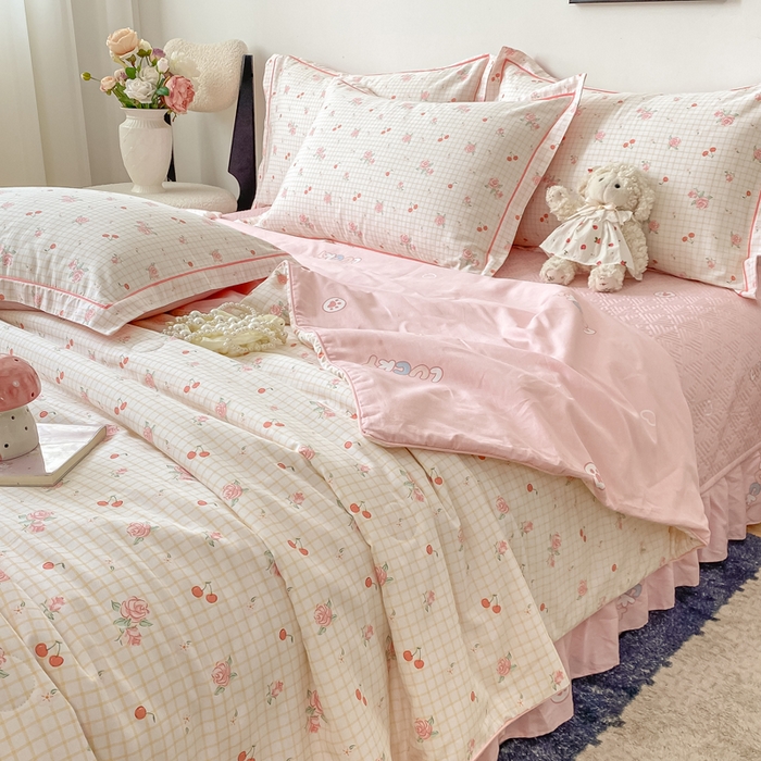 91家纺网 家纺一手货源 找家纺 富之航家纺 2025新款全棉印花床盖四件套 莓果汀