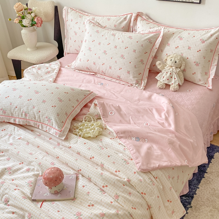 91家纺网 家纺一手货源 找家纺 富之航家纺 2025新款全棉印花床盖四件套 莓果汀