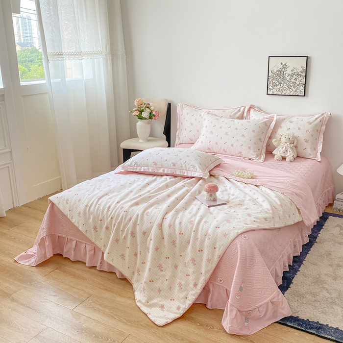 91家纺网 家纺一手货源 找家纺 富之航家纺 2025新款全棉印花床盖四件套 莓果汀