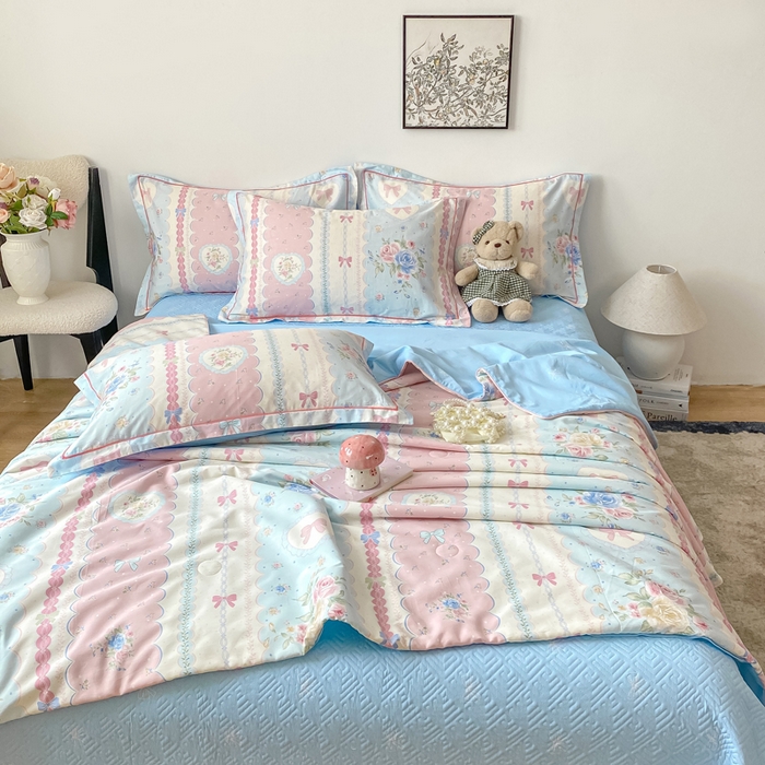 91家纺网 家纺一手货源 找家纺 富之航家纺 2025新款全棉印花床盖四件套 萌湾曲