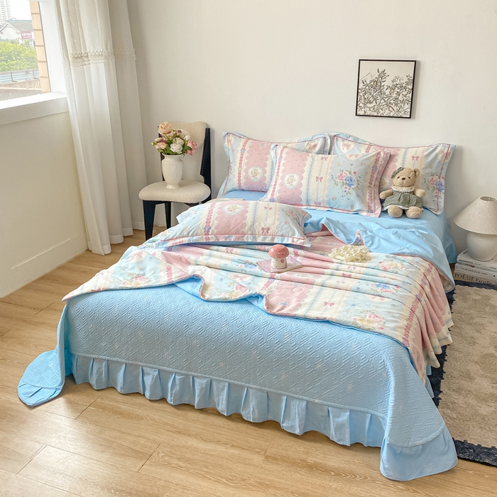 91家纺网 家纺一手货源 找家纺 富之航家纺 2025新款全棉印花床盖四件套 萌湾曲