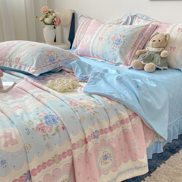 91家纺网 家纺一手货源 找家纺 富之航家纺 2025新款全棉印花床盖四件套 萌湾曲