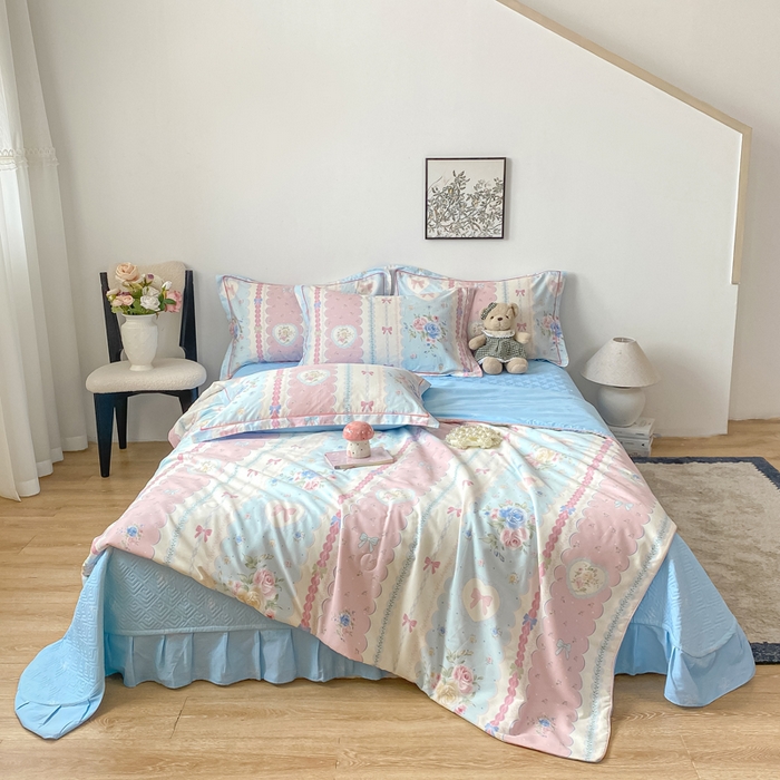 91家纺网 家纺一手货源 找家纺 富之航家纺 2025新款全棉印花床盖四件套 萌湾曲