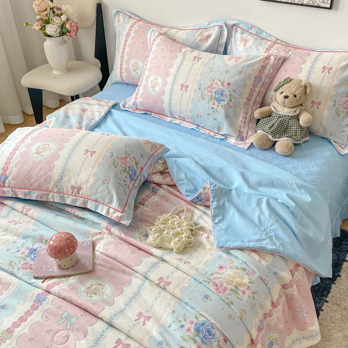 91家纺网 家纺一手货源 找家纺 富之航家纺 2025新款全棉印花床盖四件套 萌湾曲