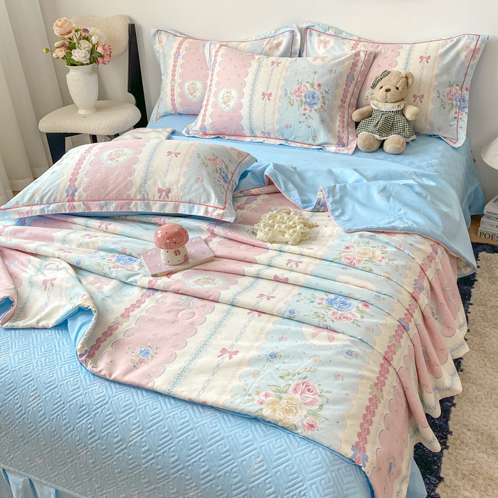 91家纺网 家纺一手货源 找家纺 富之航家纺 2025新款全棉印花床盖四件套 萌湾曲