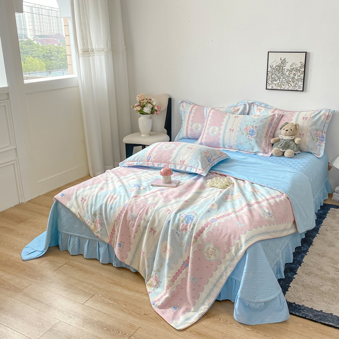 91家纺网 家纺一手货源 找家纺 富之航家纺 2025新款全棉印花床盖四件套 萌湾曲