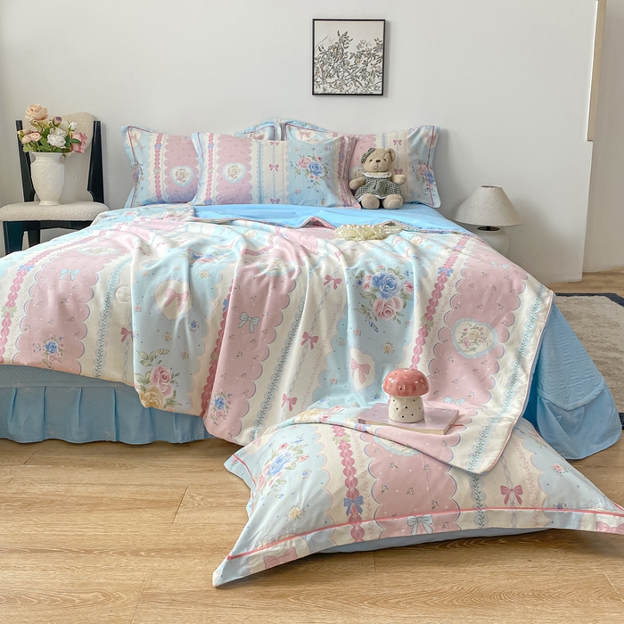 91家纺网 家纺一手货源 找家纺 富之航家纺 2025新款全棉印花床盖四件套 萌湾曲