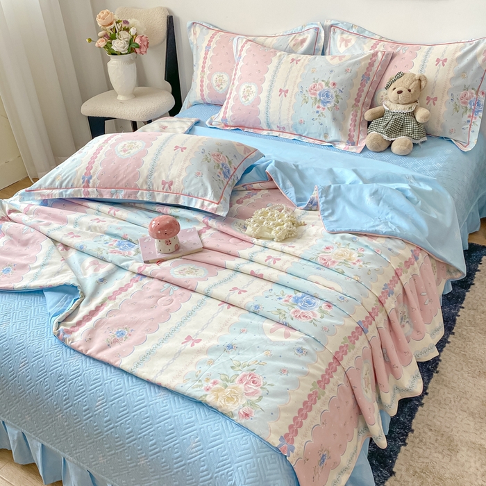 91家纺网 家纺一手货源 找家纺 富之航家纺 2025新款全棉印花床盖四件套 萌湾曲