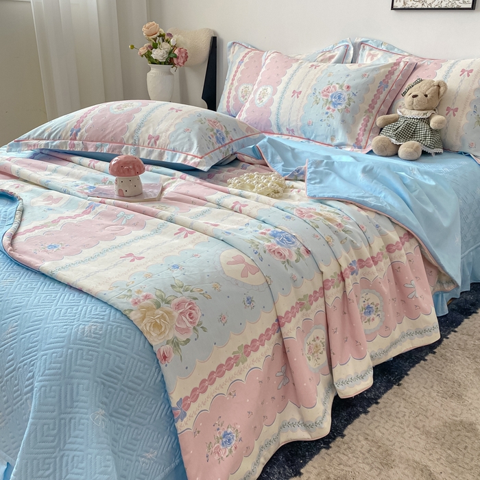 91家纺网 家纺一手货源 找家纺 富之航家纺 2025新款全棉印花床盖四件套 萌湾曲