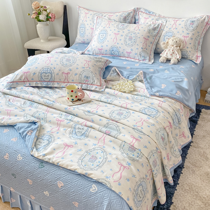 91家纺网 家纺一手货源 找家纺 富之航家纺 2025新款全棉印花床盖四件套 甜心波