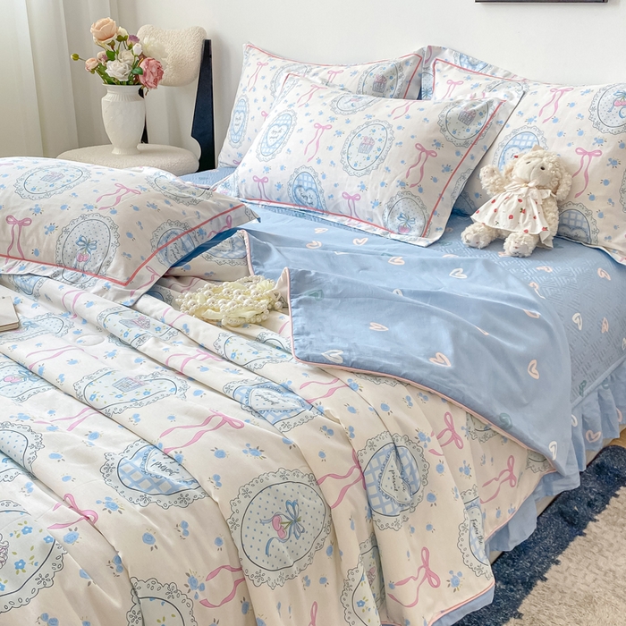 91家纺网 家纺一手货源 找家纺 富之航家纺 2025新款全棉印花床盖四件套 甜心波