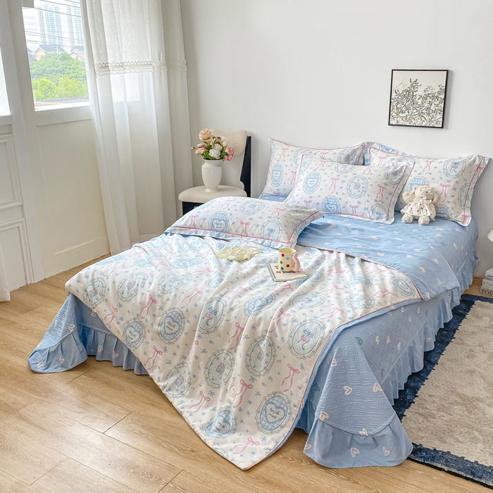 91家纺网 家纺一手货源 找家纺 富之航家纺 2025新款全棉印花床盖四件套 甜心波