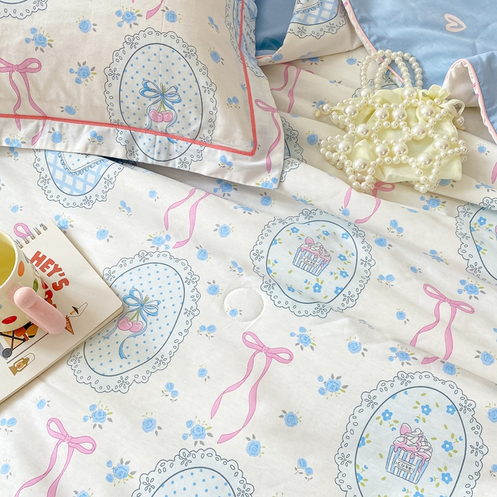 91家纺网 家纺一手货源 找家纺 富之航家纺 2025新款全棉印花床盖四件套 甜心波