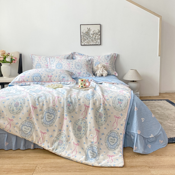 91家纺网 家纺一手货源 找家纺 富之航家纺 2025新款全棉印花床盖四件套 甜心波