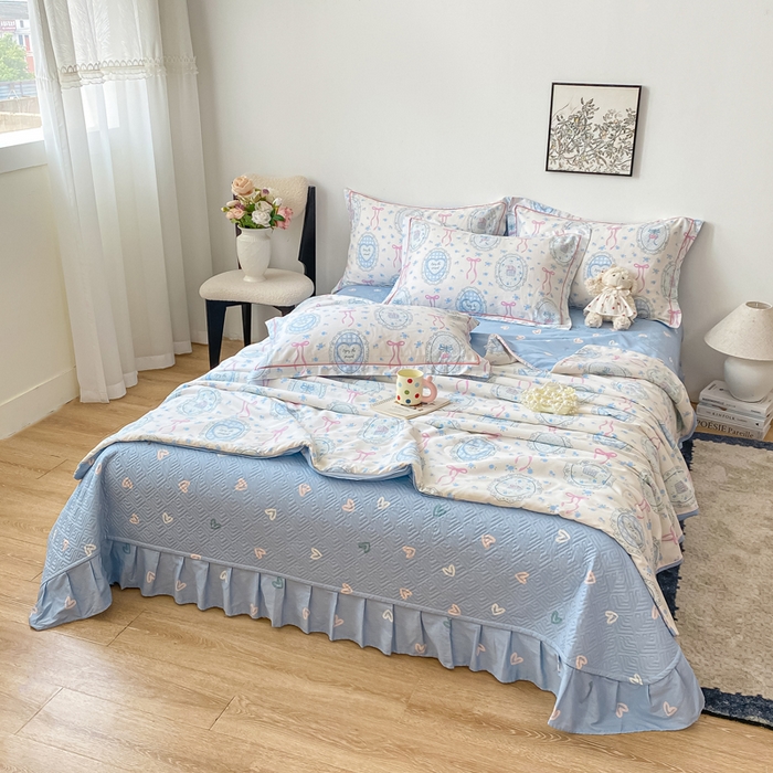 91家纺网 家纺一手货源 找家纺 富之航家纺 2025新款全棉印花床盖四件套 甜心波