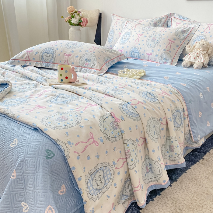 91家纺网 家纺一手货源 找家纺 富之航家纺 2025新款全棉印花床盖四件套 甜心波