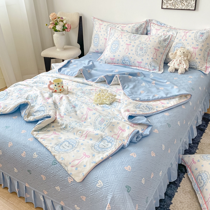 91家纺网 家纺一手货源 找家纺 富之航家纺 2025新款全棉印花床盖四件套 甜心波