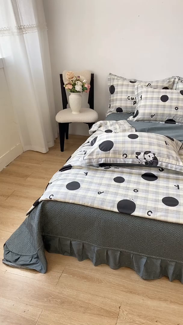 91家纺网 家纺一手货源 找家纺 富之航家纺 2025新款全棉印花床盖四件套 鈥嬬唺鎶辨牸