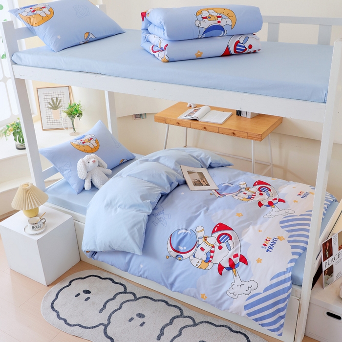 91家纺网 家纺一手货源 找家纺 金鑫汇家纺 2025新款印花花型-学生上下铺三件套 冲上云霄