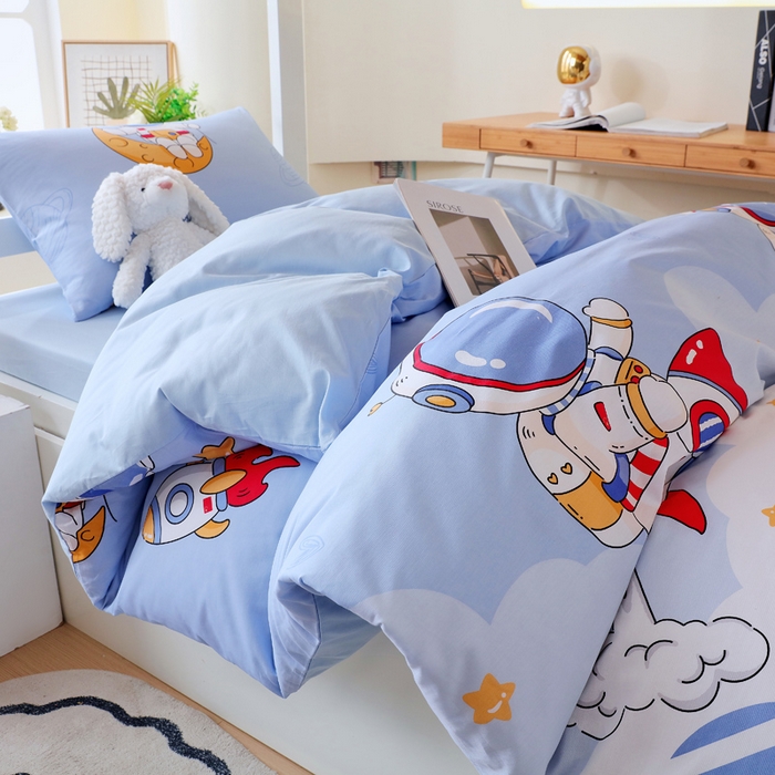 91家纺网 家纺一手货源 找家纺 金鑫汇家纺 2025新款印花花型-学生上下铺三件套 冲上云霄