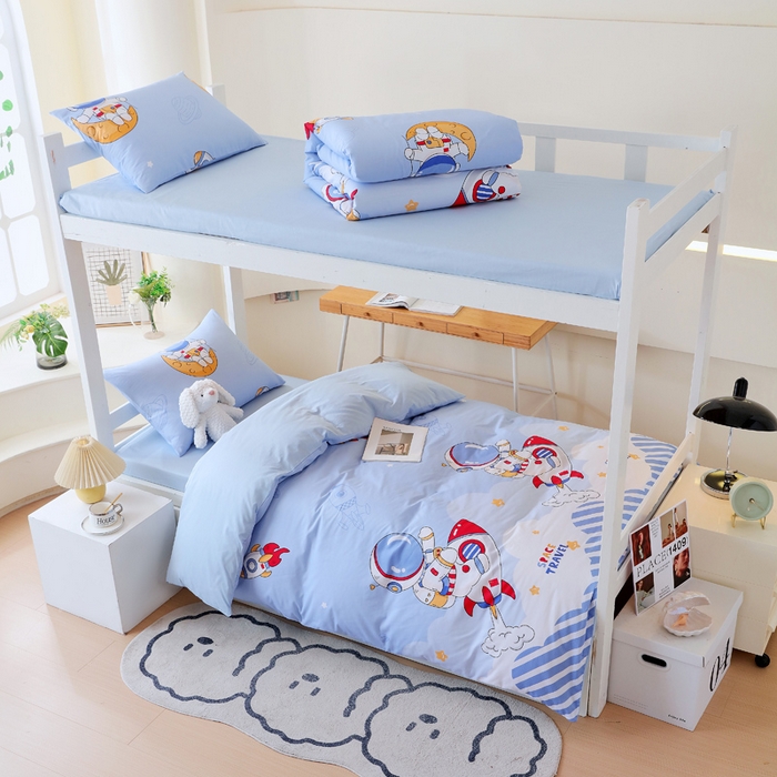 91家纺网 家纺一手货源 找家纺 金鑫汇家纺 2025新款印花花型-学生上下铺三件套 冲上云霄