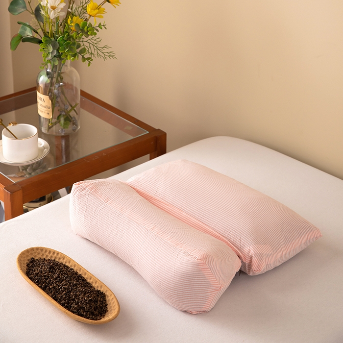 91家纺网 家纺一手货源 找家纺 九州2025新款三角牵引组合荞麦枕 粉色一只