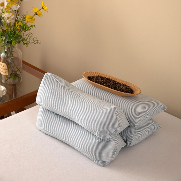 91家纺网 家纺一手货源 找家纺 九州2025新款三角牵引组合荞麦枕 蓝色一只